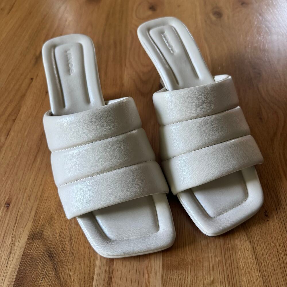 Vince Ceil Leather Kitten Heel Sandals in "Moonlight" Cream White Size 9 - Picture 6 of 13